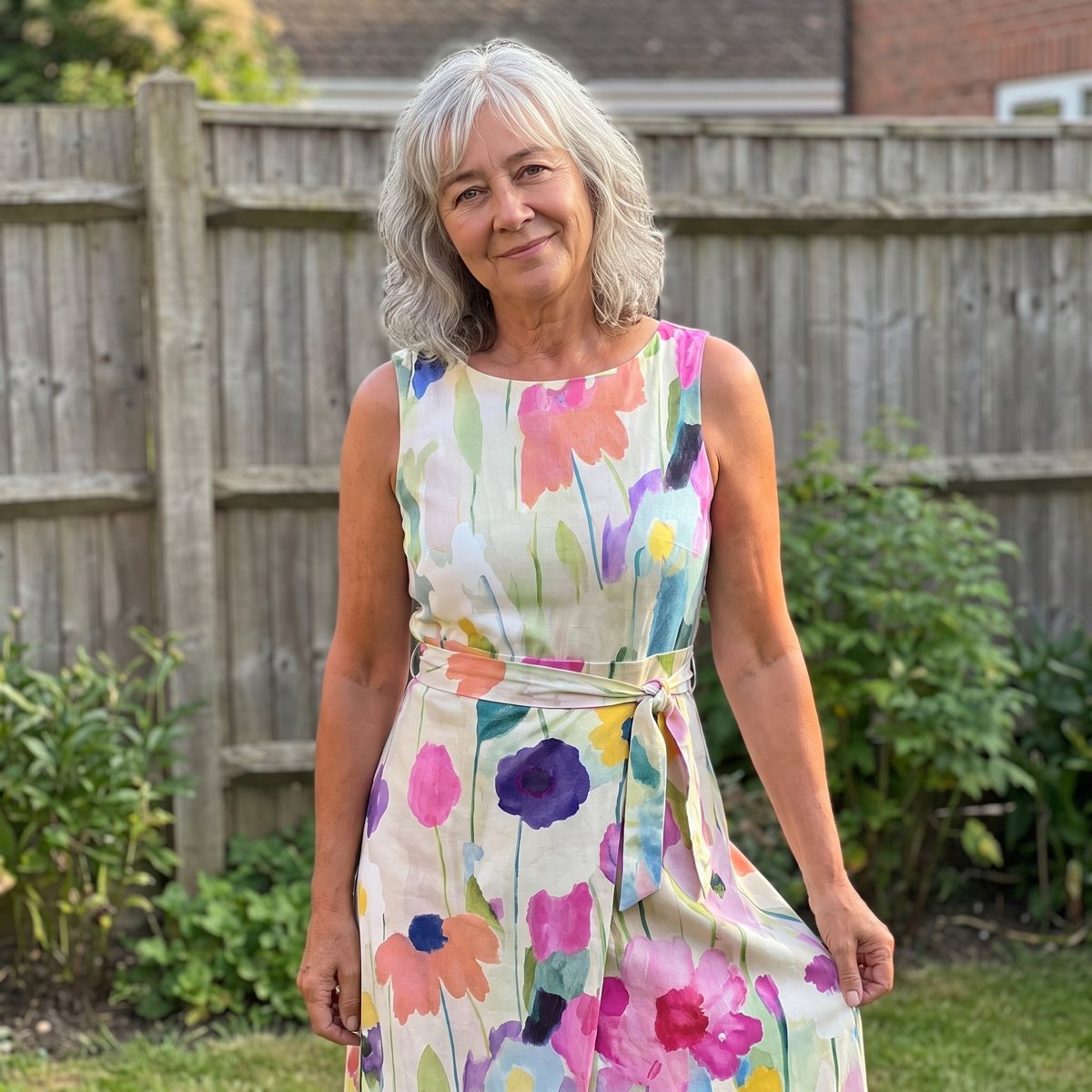 The Carmina watercolour floral sleeveless midi dress