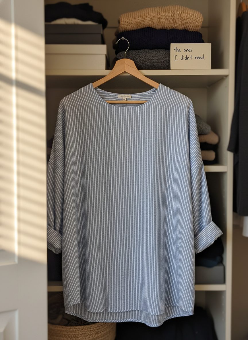 A shelf of cardigans