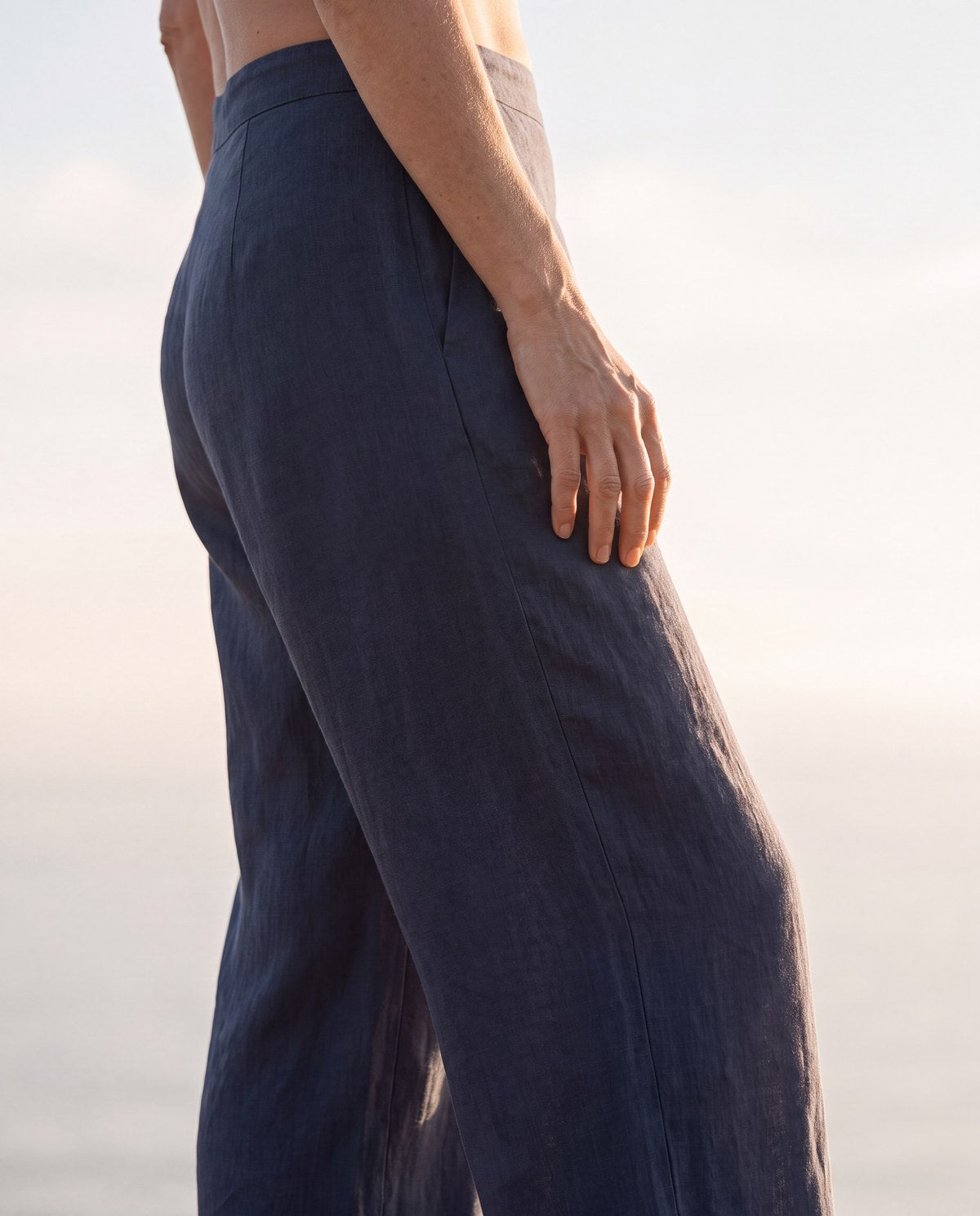 Linen trousers that skim softly over the midsection