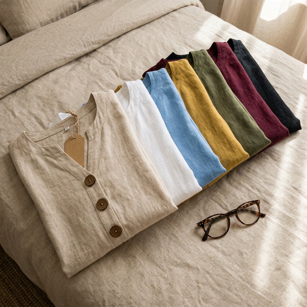 The Eleanor dress folded in seven colors